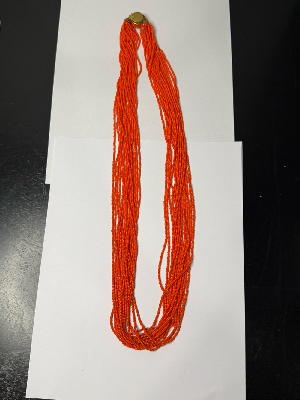 Vibrant Orange Multi-Strand Seed Bead Necklace
